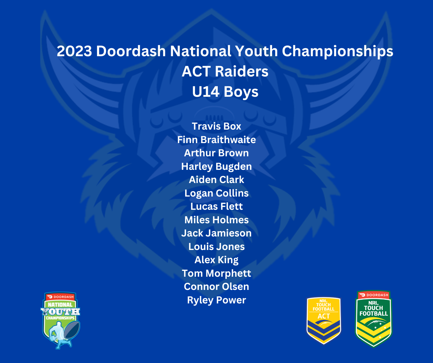 2023 Doordash National Youth Championships ACT Raiders Squads Announced